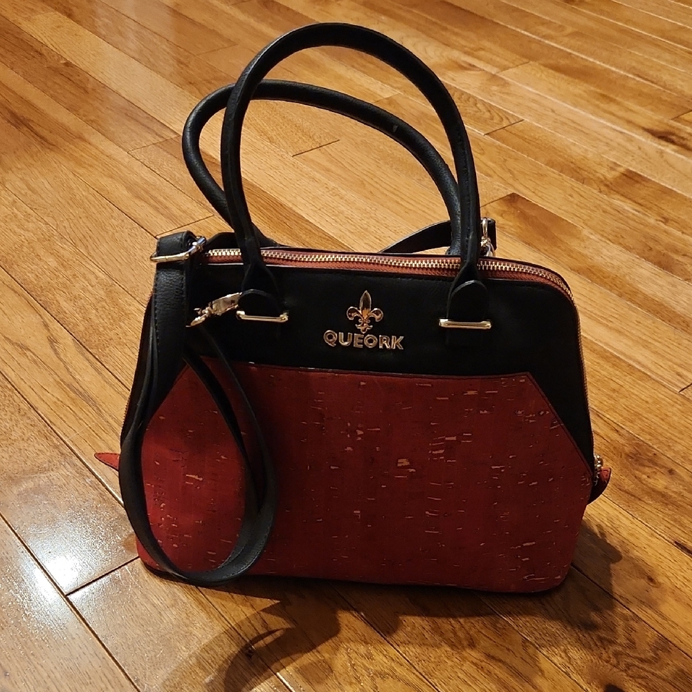 Queork Colorblock Cork & Faux Leather Satchel Crossbody